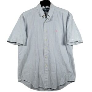 Polo Ralph Lauren Seersucker Shirt Short Sleeve Button Down Men's Large‎ Striped